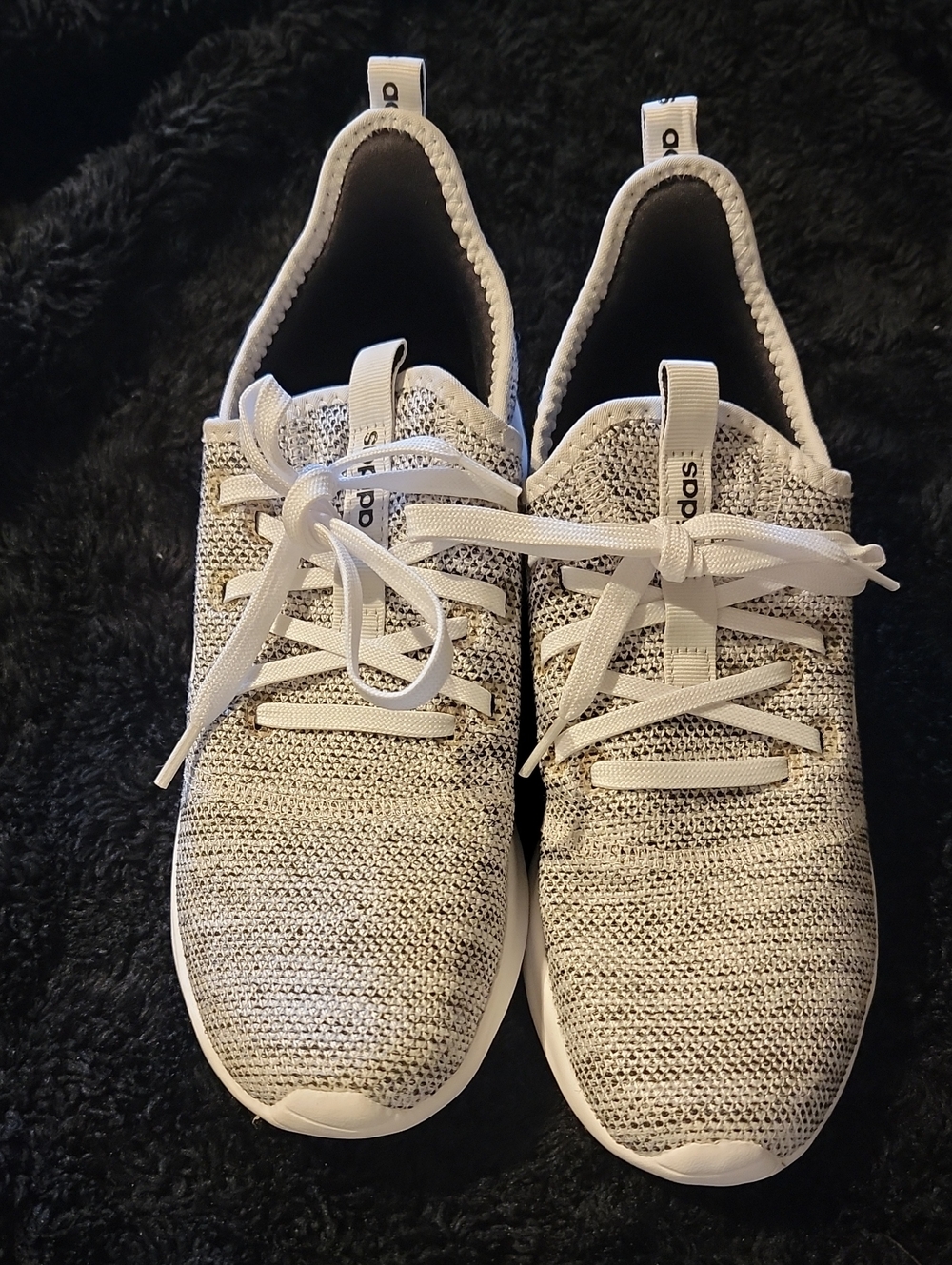 adidas Knit Lace-Up Sneakers in White and Gray